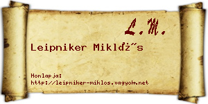 Leipniker Miklós névjegykártya
