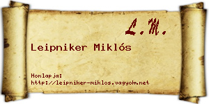 Leipniker Miklós névjegykártya